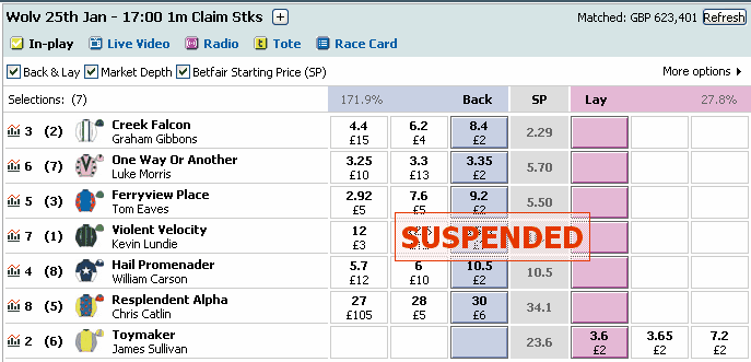 Betfair Screen Betfair Screen